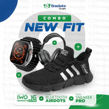 Combo Newfit Advanced 3x1 TÊNIS SNEAKER NEWFIT PRO + IWO SERIES 9 ULTRA + FONE BLUETOOTH ADVANCED PRO | FRETE GRÁTIS |