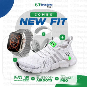 Combo Newfit Advanced 3x1 TÊNIS SNEAKER NEWFIT PRO + IWO SERIES 9 ULTRA + FONE BLUETOOTH ADVANCED PRO | FRETE GRÁTIS |