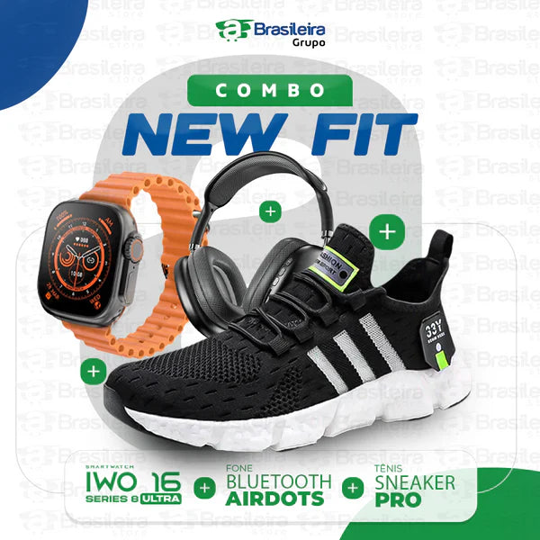 Combo Newfit Advanced 3x1 TÊNIS SNEAKER NEWFIT PRO + IWO SERIES 9 ULTRA + FONE BLUETOOTH ADVANCED PRO | FRETE GRÁTIS |