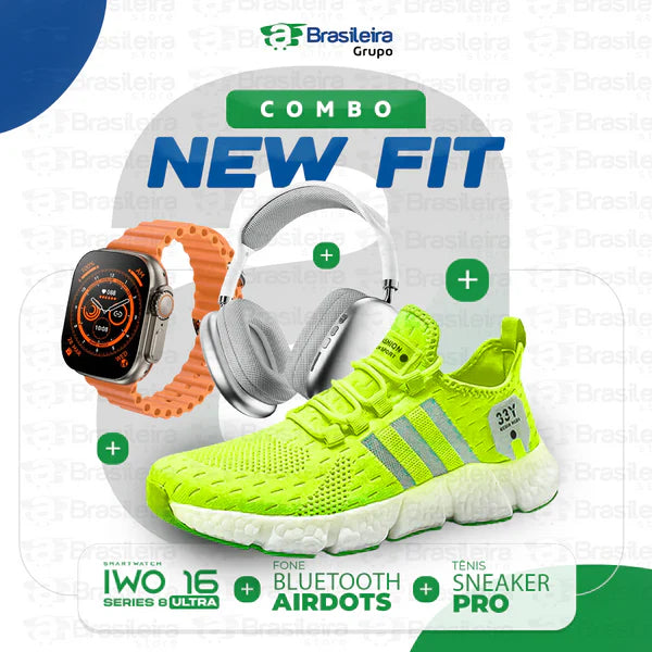Combo Newfit Advanced 3x1 TÊNIS SNEAKER NEWFIT PRO + IWO SERIES 9 ULTRA + FONE BLUETOOTH ADVANCED PRO | FRETE GRÁTIS |