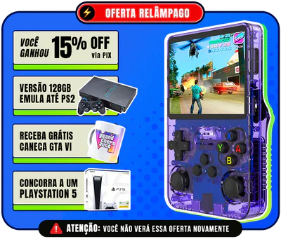 Portátil R36S™ Original - 21.500 Jogos de 20+ Consoles (180 dias de Garantia)