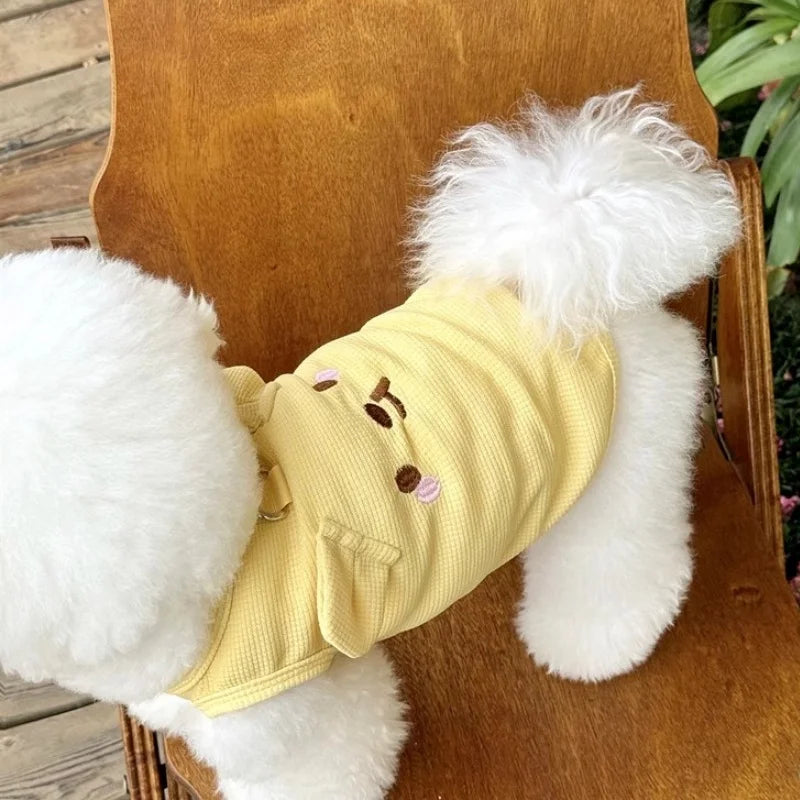 Animal Embroidery Dog Vest Fashion Thin Dog Clothes Summer Puppy Pullovers Soft Waffle Cat Shirt Pet Vest Bichon Poodle Costume