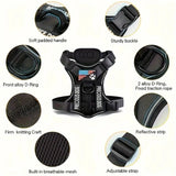 para Service Dog Harness, Reflective Dog Vest Harness with 5 PCS Patches, Adjustable Soft Oxford Pet Harness, Inner Layer Mesh, Easy