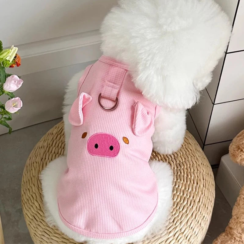 Animal Embroidery Dog Vest Fashion Thin Dog Clothes Summer Puppy Pullovers Soft Waffle Cat Shirt Pet Vest Bichon Poodle Costume