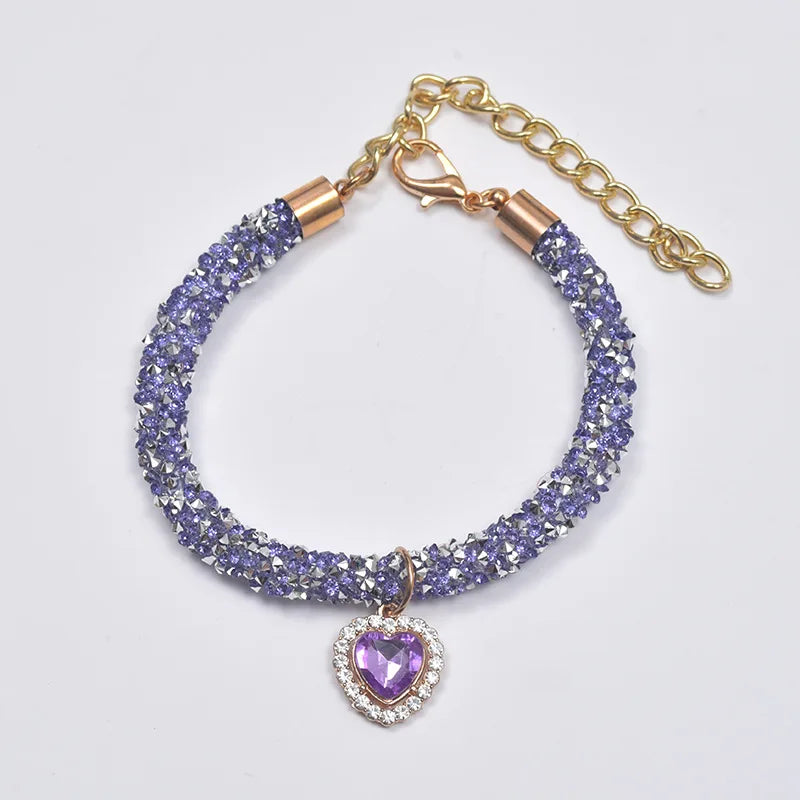 Luxury Crystal Dogs Collar Love Pendant Necklace Pet Collar Adjustable Small Dog Cat Neck Ring Rhinestone Collar Pet Accessories